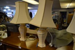 Pair of Beige Table Lamps with Cream Shades