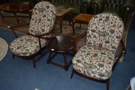 pair of Ercol Armchairs with Loose Cushion Seats