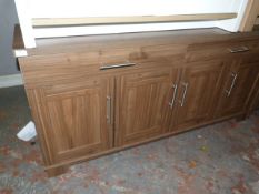 *Dark Oak Sideboard Unit with Drawers, Cupboards and Brushed Stainless Steel Bar Handles