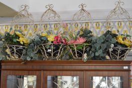 Four Wrought Iron Artificial Floral Displays