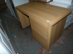 *Light Oak Single Pedestal Kneehoe Desk with Three Drawers