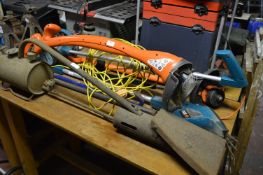 Sheen Flame Gun and Other Gardening Tools Including Two Strimmers, Lawn Edgers, etc.