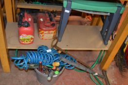 Assorted Gardening Tools; Stirrup Pumps, Hosepipes, etc.
