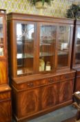 Figured Mahogany Reproduction Mirrored Back Display Unit