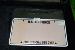Two American Number Plates US Air Force