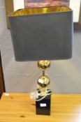 Black and Brass Contemporary Style Table Lamp with Square Shade