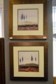 Pair of Bronzed Framed Contemporary Style Prints