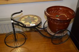 Wrought Metal Tricycle Plant Stand