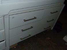 *White Chest of Six Drawers with Brushed Stainless Steel Handles