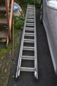 Twenty Two Rung Aluminium Double Extending Ladder