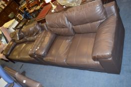 Brown Leather Sofas; Three Seater and Two Seater