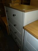 *Chest of Five Drawers in Cream and Light Oak Finish