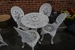 Circular Metal Patio Table with Four Matching Chairs