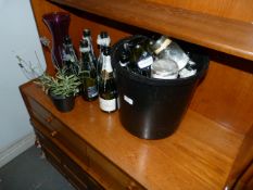 Artificial Lavender, Red Glass Vase and Candle Holders