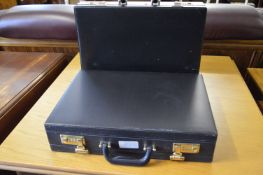 Two Black Leather Combination Briefcases