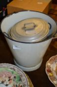 White Enamel Pail and an Aluminium Steamer