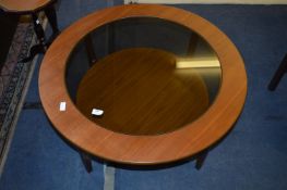 Teak Circular Glass Topped Coffee Table