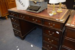 Reproduction Mahogany Double Pedestal Desk with Inlet Leather Top