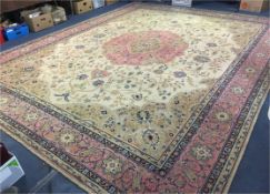 Large Pink & Brown Floral Patterned Rug 15'6