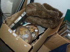 Box Containing Decorative Items; Nursery Plates, Fun Fair Jackets, etc.