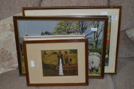 Collection of Framed Prints, Woolwork Tapestries, Humber Bridge Photo, etc.