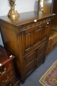 Oak Drinks Cabinet with Linen Fold Panels