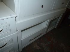 *White Home Media Unit with Glazed Cupboard and Drawer
