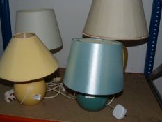 Four Ceramic Lamps with Shades