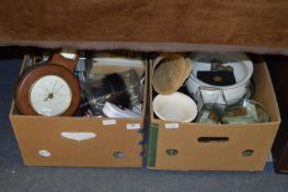 Two Boxes of Assorted Items; Spiralizer, Candles, Potties, Vases, Barometer, etc.