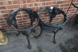 Two Cast Iron Britannia Style Table Bases