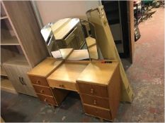 MIrrored Back Dressing Table in LIght Oak Finish