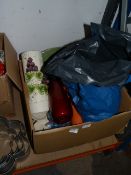 Box Containing Assorted Decorative Items, Meat Plates, Soda Siphons, etc.
