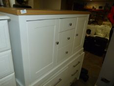 *White & Light Oak Sideboard Unit with Drawers and Cupboards