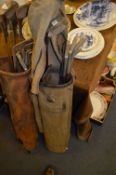 Set of Vintage Golf Clubs in Canvas Carry Bag