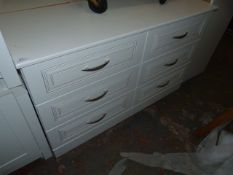*White Chest of Six Drawers with Brushed Stainless Steel Handles
