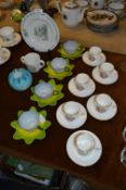 Wedgwood Peter Rabbit, Laura Ashley Cups and Saucers, Glass Bowl, etc.