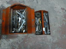 Red Metal Toolbox Containing Assorted Spanners etc.