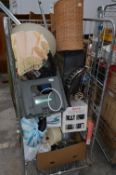Trolley Containing Vintage Hand Tools, Kitchenalia, Pottery, Glassware and Electrical Appliances
