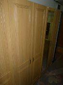 *Light Oak Double Wardrobe with Brushed Stainless Steel Handles