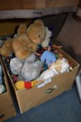 Box Containing Children's Toys, Soft Toys, Porcelain Dolls, Action Man Figures, etc.