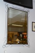 Wrought Metal Framed Bevelled Edge Wall Mirror