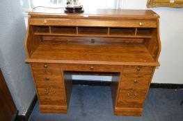 Walnut Effect Roll Top Desk