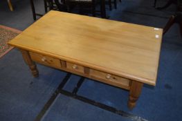 Large Pine Coffee Table with Three Drawers