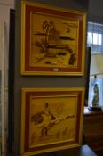 Pair of Japanese Carved Relief Pictures 