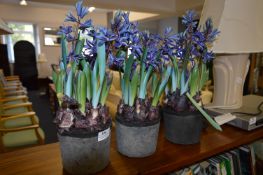 Three Artificial Flowers in Pots