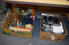 Two Boxes of Assorted DJ Hero Xbox Print, Mag Rack, Britains Metal Figures, Childs Tea Set, etc.