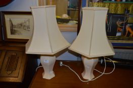 Pair of Pottery Table Lamps with Shades