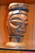Double Face Carved African Drum