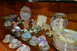 Collection of Moon Dragons and Decorative Wall Plates Unicorns, Puppies and Cats