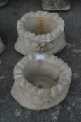Pair of Reconstituted Limestone Planters in the Form of Sacks